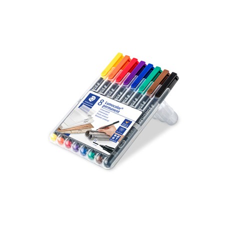 Pennarello Lumocolor Permanent 317 - punta 1,0mm - colori assortiti  - Staedtler - astuccio 8 colori