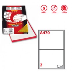 Etichette adesive A/470 - in carta - permanenti - 199,6 x 143,5 mm - 2 et/fg - 100 fogli - bianco - angoli tondi - Marki