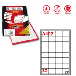 Etichette adesive A/407 - in carta - permanenti - 47,5 x 35 mm - 32 et/fg - 100 fogli - bianco - angoli tondi - Markin