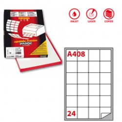 Etichette adesive A/408 - in carta - permanenti - 47,5 x 46,5 mm - 24 et/fg - 100 fogli - bianco - angoli tondi - Markin