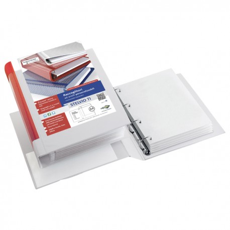 Raccoglitore personalizzabile Stelvio TI - 22 x 30 cm - 4 anelli a D 40 mm - dorso 5,5 cm - rosso - Sei Rota