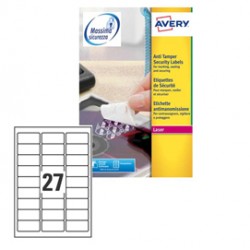 Etichette adesive L6114 - in poliestere - laser - permanenti - 63,5 x 29,6 mm - 27 et/fg - 20 fogli - bianco - Avery