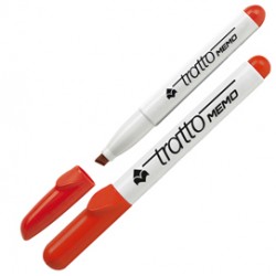 Pennarello Tratto Memo - a secco - per lavagne cancellabili - punta a scalpello - tratto 6,5mm - rosso  - Tratto