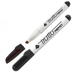 Pennarello Tratto Memo - a secco - per lavagne cancellabili - punta a scalpello - tratto 6,5mm - nero - Tratto