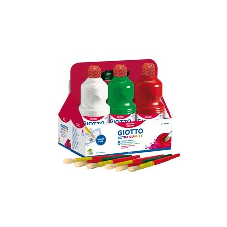 Schoolpack 6 flaconi tempera pronta - 1000ml - colori assortiti - Giotto