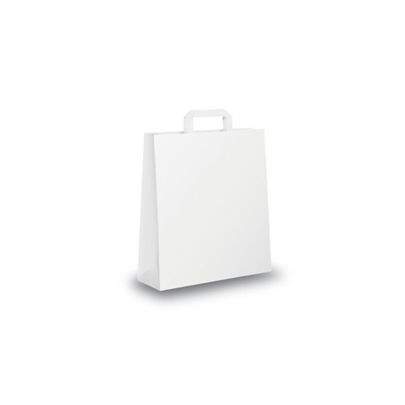 Shopper - maniglia piattina - 18 x 8 x 25 cm - carta kraft - bianco - Mainetti Bags - conf. 25 pezzi