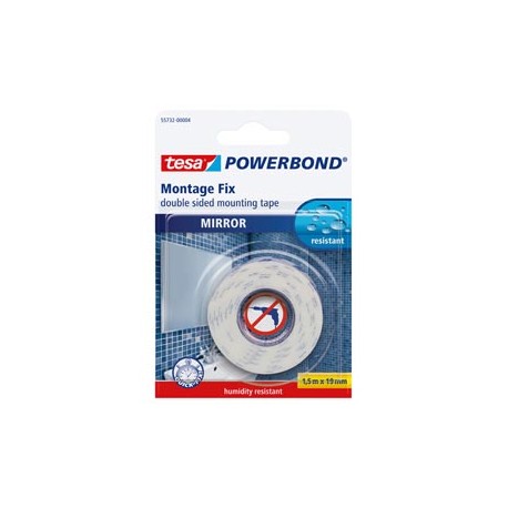 Nastro biadesivo Tesa Powerbond - per specchi - 1,9 cm x 1,5 m - bianco - Tesa - blister 1 pezzo