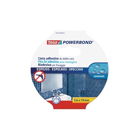 Nastro biadesivo per specchi Tesa Powerbond - 19 mm x 5 m - PE - bianco - Tesa