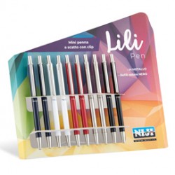 Penna mini a scatto da agenda - colori assortiti - Lebez - conf. 10 pezzi