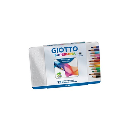 Pastello Supermina - mina 4 mm - colori assortiti - Giotto - astuccio in metallo 12 pezzi