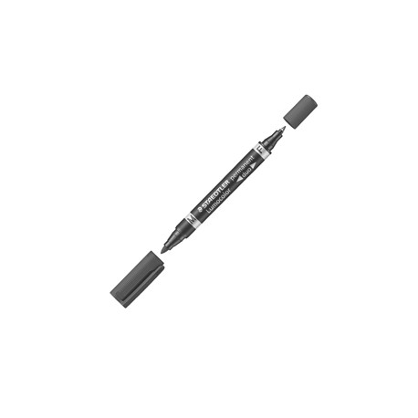 Pennarello Lumocolor Permanent Duo 348 - punta 0,6mm e 1,5mm - nero - Staedtler
