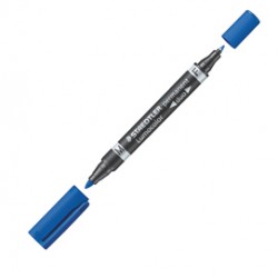 Pennarello Lumocolor Permanent Duo 348 - punta 0,6mm e 1,5mm - blu - Staedtler