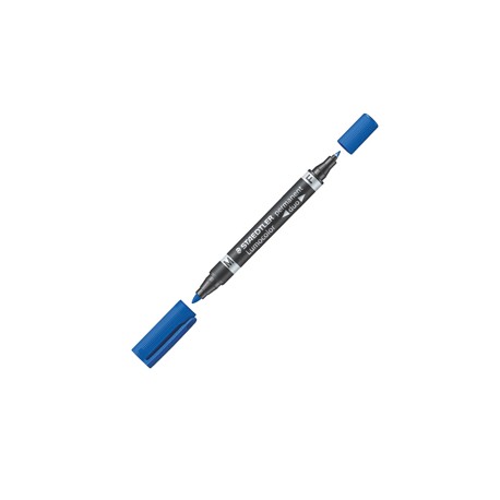 Pennarello Lumocolor Permanent Duo 348 - punta 0,6mm e 1,5mm - blu - Staedtler