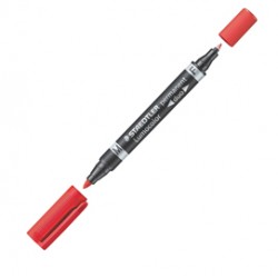 Pennarello Lumocolor Permanent Duo 348 - punta 0,6mm e 1,5mm - rosso - Staedtler