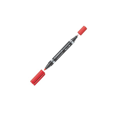 Pennarello Lumocolor Permanent Duo 348 - punta 0,6mm e 1,5mm - rosso - Staedtler