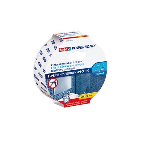 Nastro biadesivo Tesa Powerbond - per specchi  - 3,8 cm x 5 m - bianco - Tesa