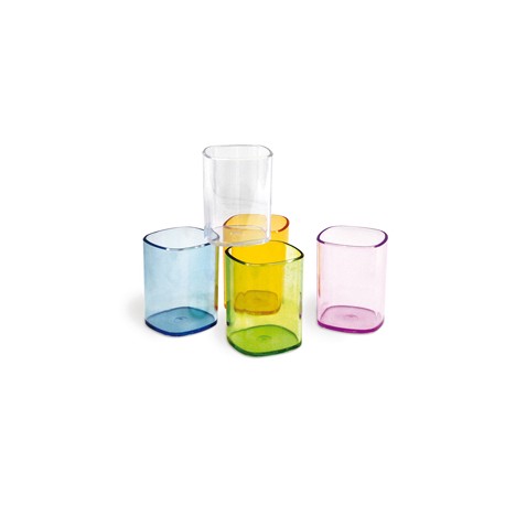 Portapenne a bicchiere - 6,5 x 6,5 x 9,5 cm - trasparente verde - Arda