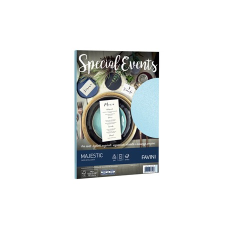 Carta metallizzata Special Events - A4 - 120 gr - azzurro - Favini - conf. 20 fogli