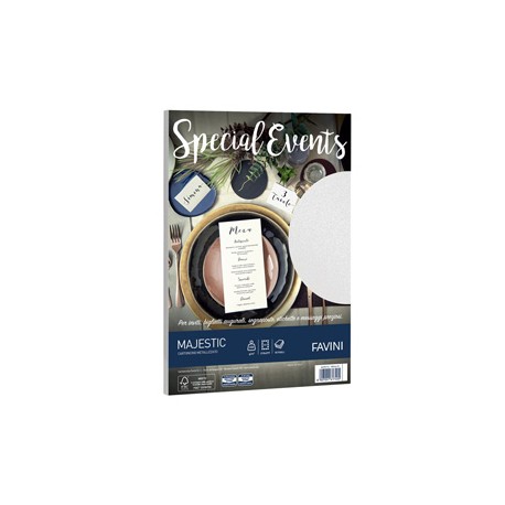 Carta metallizzata Special Events - A4 - 250 gr - bianco - Favini - conf. 10 fogli