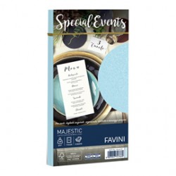 Busta Special Events metal - azzurro - 110 x 220mm - 120gr - Favini - conf. 10 buste