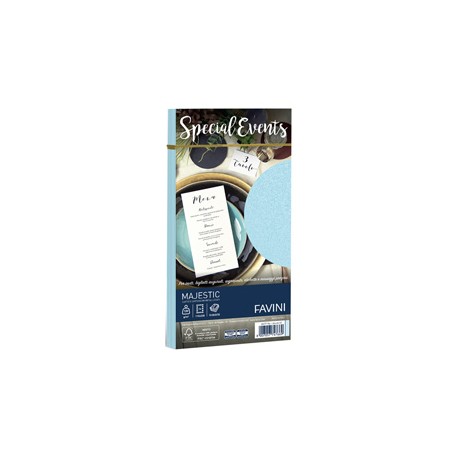 Busta Special Events metal - 110 x 220 mm - 120 gr - azzurro - Favini - conf. 10 buste