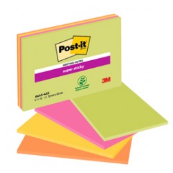 Blocco foglietti Post it® Super Sticky Meeting Notes - 6445-SSP - 152 x 101 mm - rosa/verde neon - 45 fogli - Post it®