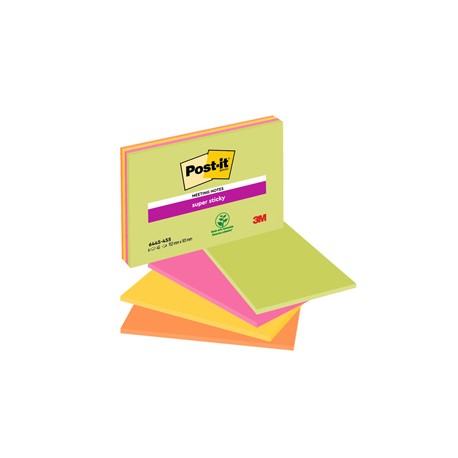 Blocco foglietti Post it® Super Sticky Meeting Notes - 6445-SSP - 152 x 101 mm - rosa/verde neon - 45 fogli - Post it®