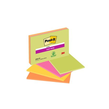 Blocco foglietti Post it® Super Sticky Meeting Notes - 6845-SSP - 203 x 152 mm - giallo/rosa neon - 45 fogli - Post it®