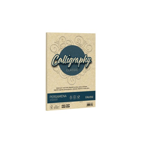 Carta Calligraphy Pergamena - A4 - 190 gr - crema 05 - Favini - conf. 50 fogli