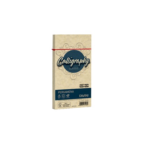 Busta Calligraphy Pergamena - 110 x 220 mm - 90 gr - crema 05 - Favini - conf. 25 pezzi