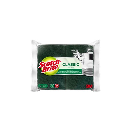 Spugna Classic - 14,2x2,4x11,5 cm - giallo/verde - Scotch Brite® - conf. 2 pezzi