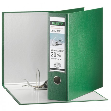 Registratore Leitz 180° G65 - dorso 8 cm - protocollo 23x33 cm - verde - Leitz