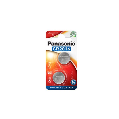 Micropila CR2016 - 3V - a pastiglia - litio - Panasonic - blister 2 pezzi