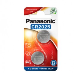 Micropila CR2025 - 3V - a pastiglia - litio - Panasonic - blister 2 pezzi