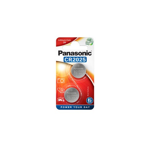 Micropila CR2025 - 3V - a pastiglia - litio - Panasonic - blister 2 pezzi