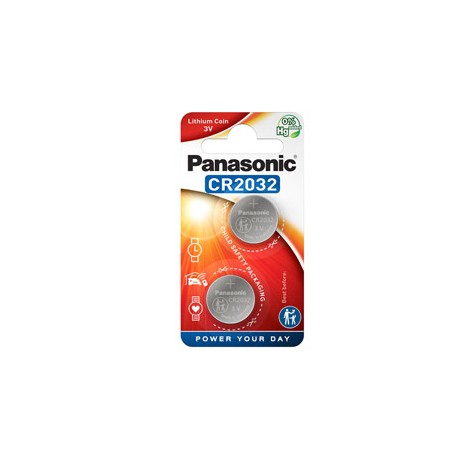 Micropila CR2032 - 3V - a pastiglia - litio - Panasonic - blister 2 pezzi