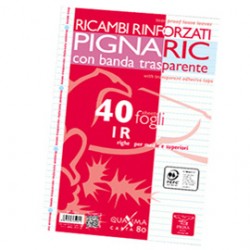 Ricambi forati rinforzati Pignaric - A4 - 1 rigo - 80gr - Pigna - conf. 40 pezzi