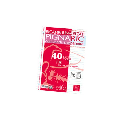 Ricambi forati rinforzati Pignaric - A4 - 1 rigo - 40 fogli - 80gr - Pigna