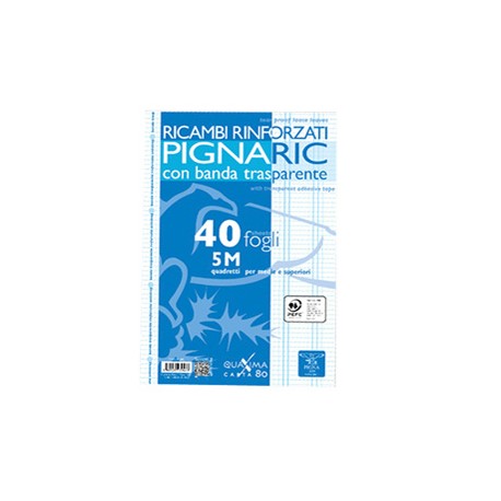 Ricambi forati rinforzati Pignaric - A4 - quadretto 5mm - 40 fogli - 80gr - Pigna