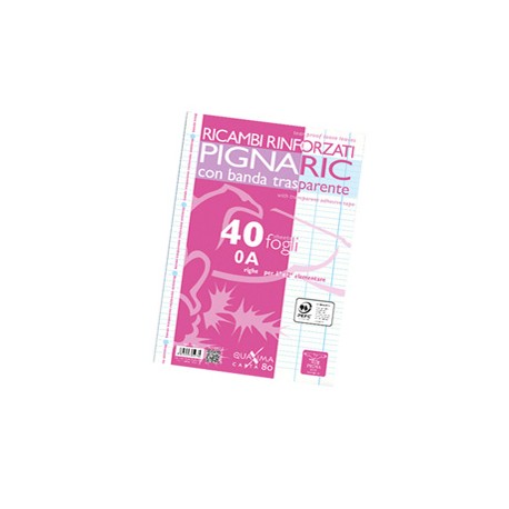 Ricambi forati rinforzati Pignaric - A4 - rigo di 1a - 80gr - Pigna - conf. 40 pezzi