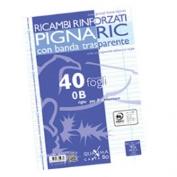 Ricambi forati rinforzati Pignaric - A4 - rigo di 3a - 80gr - Pigna - conf. 40 pezzi