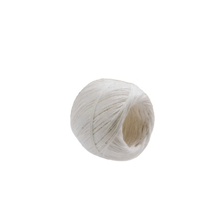 Rotolo di spago - diametro 1 mm - lunghezza 90 m - fibra naturale titolo 2/6 - 100 gr - finitura candido cerato - bianco