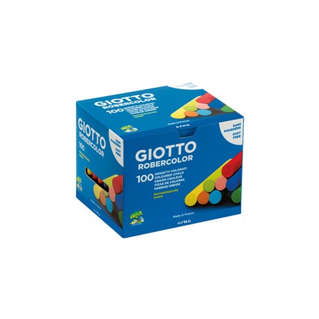 Gessetti Robercolor - lunghezza 80mm con diametro 10mm - colorati - Giotto - Scatola 100 gessetti tondi