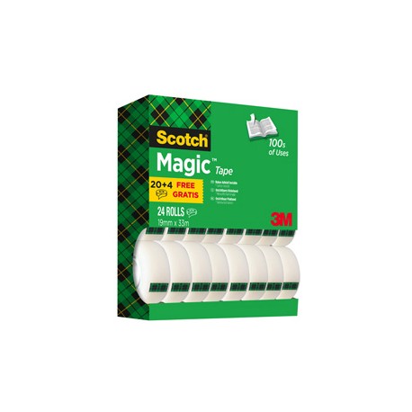 Nastro adesivo Magic 810 - 19 mm x 33 m - acrilico - trasparente - Scotch - Value Pack 20+4 rotoli