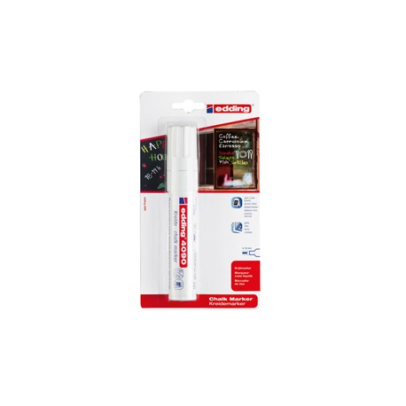 Marcatore a gesso liquido 4090 - punta scalpello - da 4 a 15mm - bianco - Edding