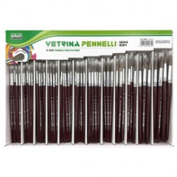 Pennelli punta tonda - pelo di pony - serie 9124 - Lebez - assortimento vetrinetta 228 pezzi