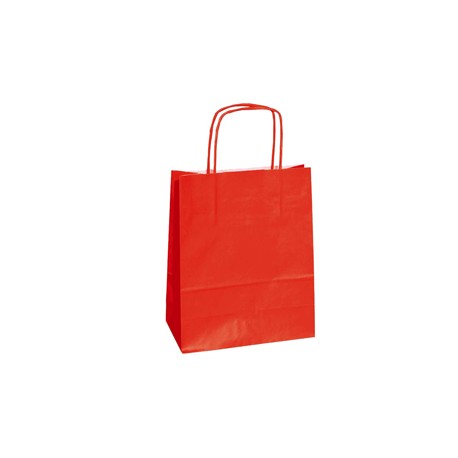 Shopper Twisted - maniglie cordino - 22 x 10 x 29 cm - carta kraft - rosso - Mainetti Bags - conf. 25 pezzi