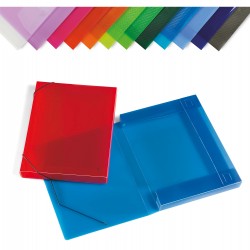 Cartella con elastici - PPL - dorso 3 cm - 35,5 x 26,5 cm - colori assortiti - Lebez