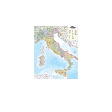 Carta geografica Italia amministrativa e stradale - murale - 97 x 122 cm - Belletti