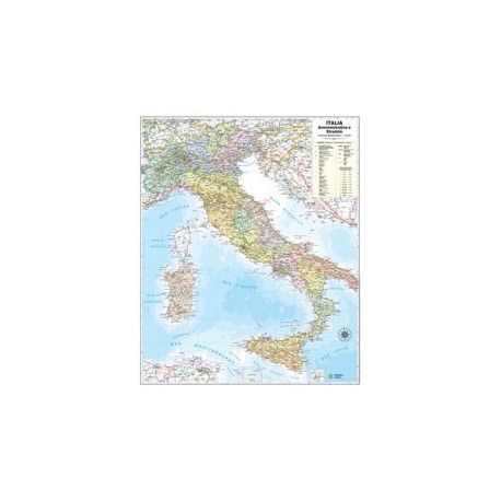 Carta geografica Italia amministrativa e stradale - murale - 67 x 85 cm - Belletti